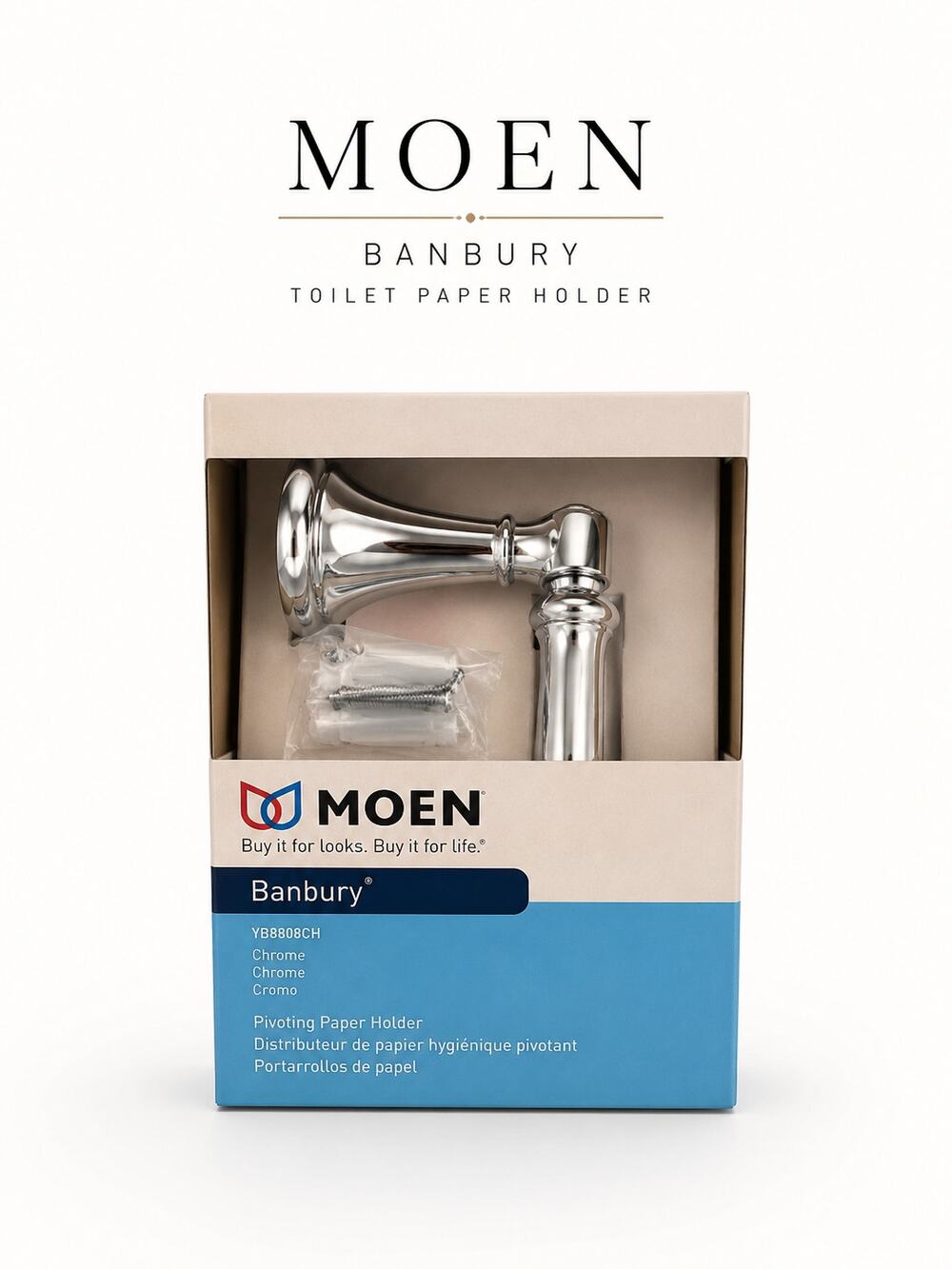 Moen Banbury Chrome Toilet Paper Holder Wall Mount Bathroom Hardware New
